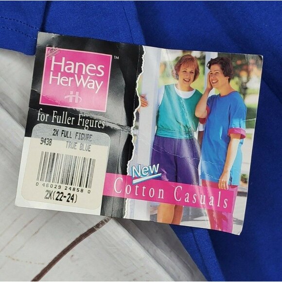 Vintage Hanes Her Way 2X Plus Size Cotton Casual Full Figure 22/24W Blue T Shirt - Picture 7 of 9